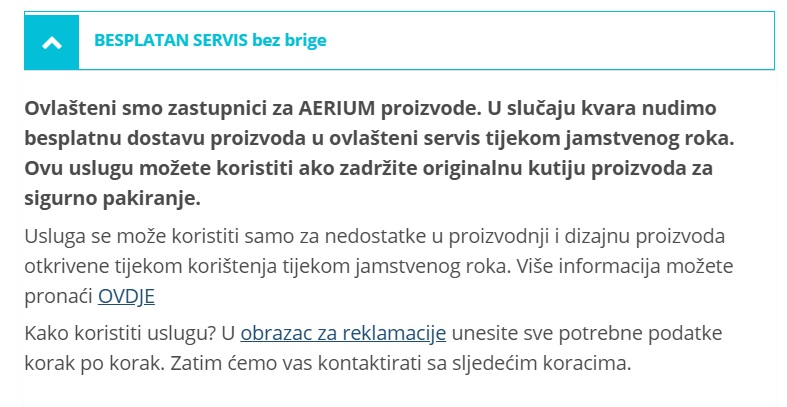 BESPLATNI SERVIS bez briga - oznaka